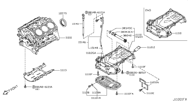 2009 Infiniti FX35 Cylinder Block & Oil Pan Diagram 4