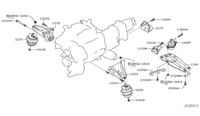 2011 Infiniti FX50 Engine & Transmission     Mounting Diagram 4