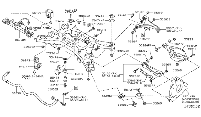 2009 Infiniti FX35 Rear Suspension Diagram 10