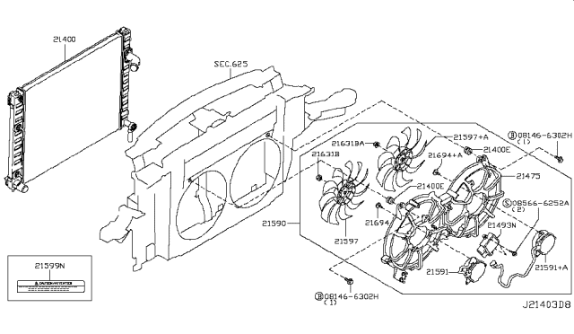 2015 Infiniti QX70 Radiator,Shroud & Inverter Cooling Diagram 2