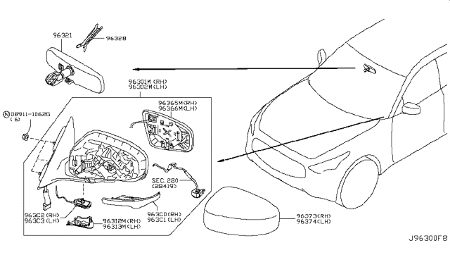 2015 Infiniti QX70 Rear View Mirror Diagram 2