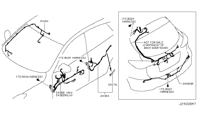 2015 Infiniti QX70 Harness Assembly-Door Front RH Diagram for 24124-6WY1A