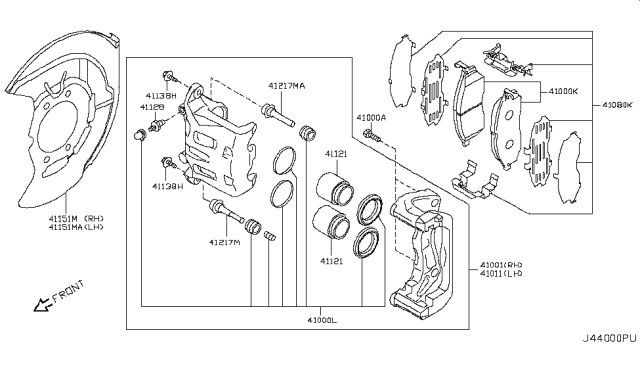 2011 Infiniti FX50 Front Brake Diagram 4