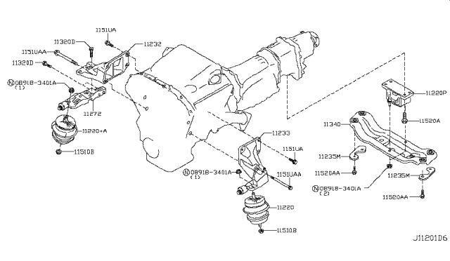 2014 Infiniti QX70 Engine & Transmission     Mounting Diagram 2