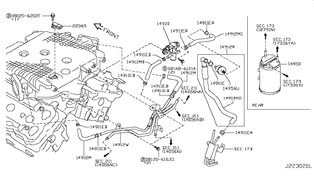 2017 Infiniti QX70 Engine Control Vacuum Piping Diagram 2