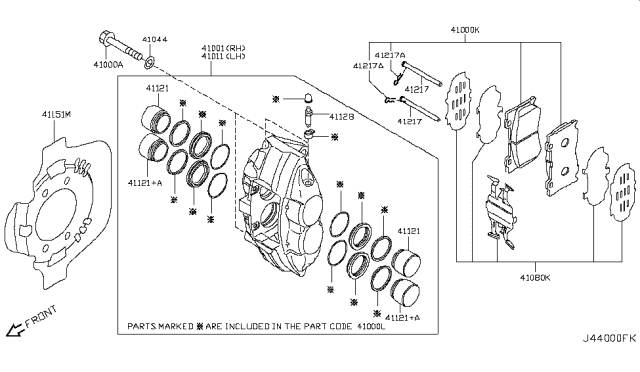 2009 Infiniti FX35 Front Brake Diagram 1