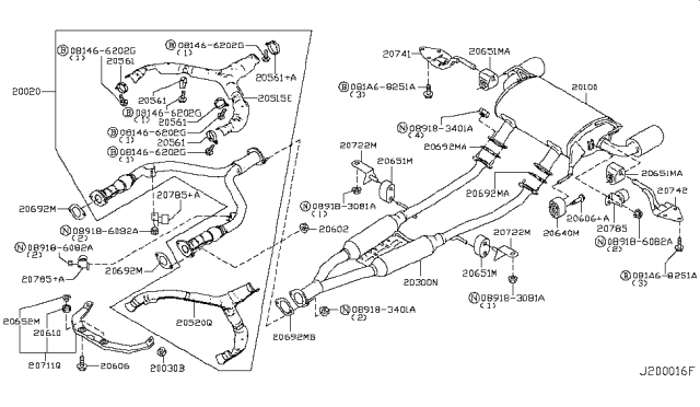 2009 Infiniti FX35 Exhaust Tube & Muffler Diagram 3