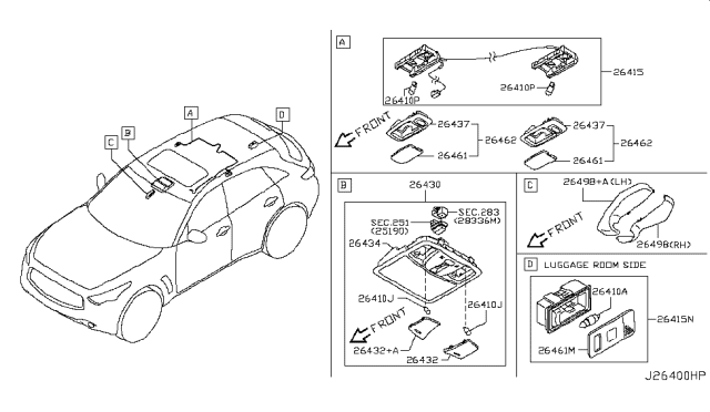 2014 Infiniti QX70 Room Lamp Diagram 2