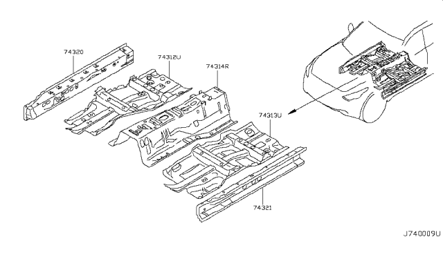 2009 Infiniti FX50 Floor Panel Diagram