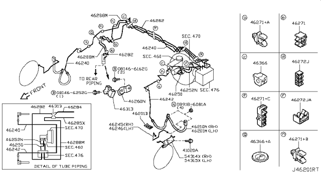 2009 Infiniti FX35 Brake Piping & Control Diagram 3