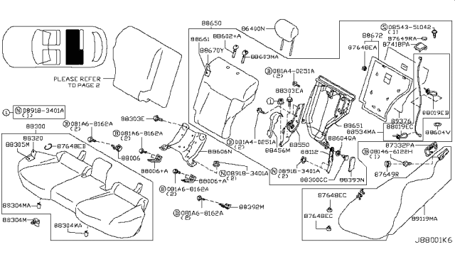 2014 Infiniti QX70 Rear Seat Diagram 3