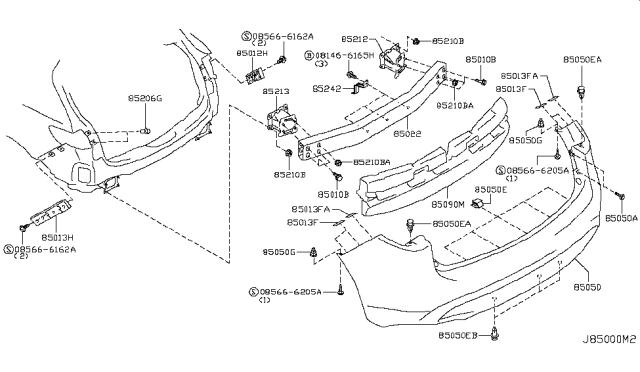 2013 Infiniti FX37 Rear Bumper Diagram 2