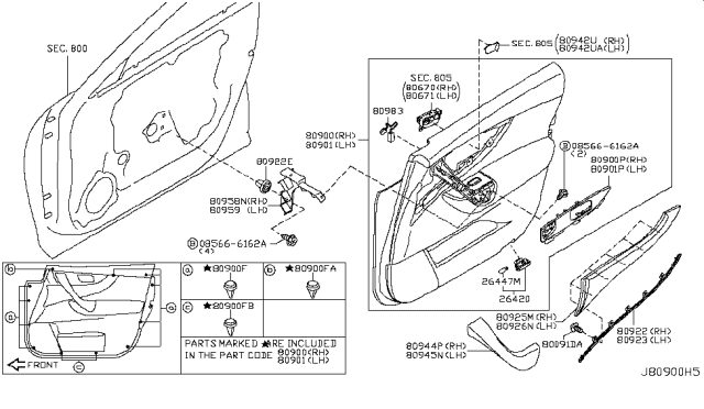 2009 Infiniti FX35 Fin-Front Door,Center LH Diagram for 80926-1CB0A