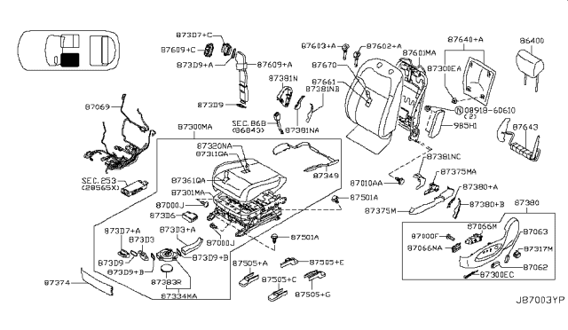 2015 Infiniti QX70 Front Seat Diagram 4