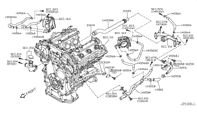 2010 Infiniti FX35 Water Hose & Piping Diagram 2