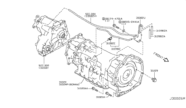 2013 Infiniti FX37 Auto Transmission,Transaxle & Fitting Diagram 6