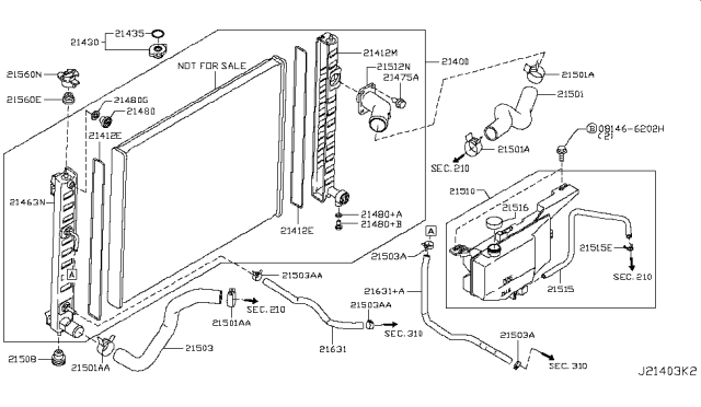 2014 Infiniti QX70 Radiator,Shroud & Inverter Cooling Diagram 7