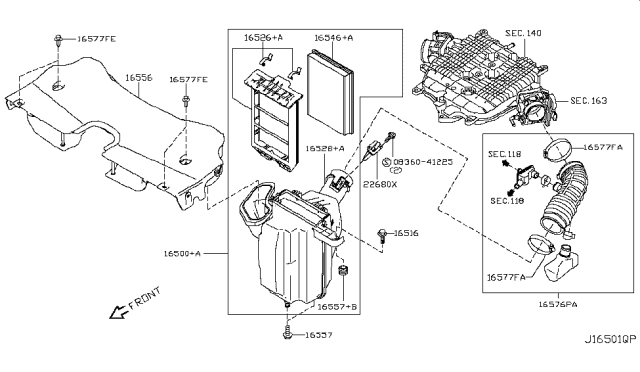 2013 Infiniti FX37 Air Cleaner Diagram 2