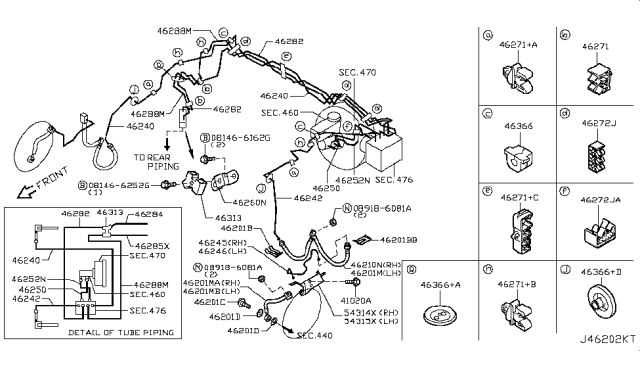 2013 Infiniti FX37 Hose Assy-Brake Diagram for 46210-1CA0B