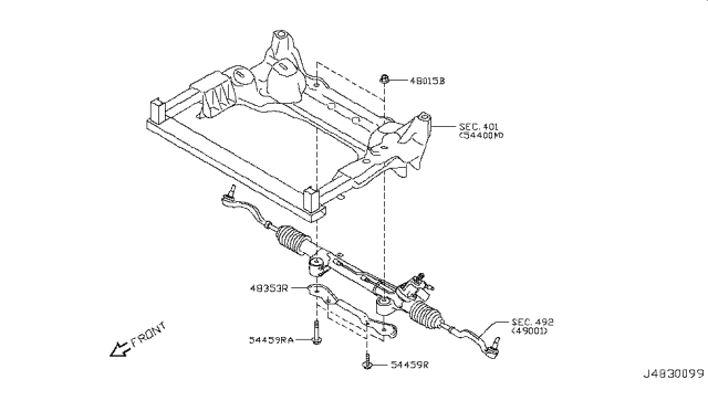 2014 Infiniti QX70 Steering Gear Mounting Diagram 2