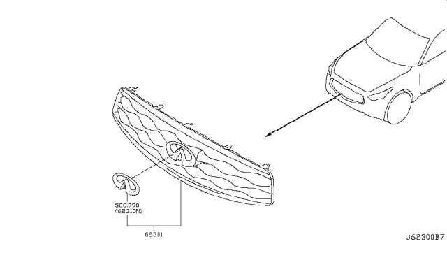 2012 Infiniti FX50 Front Grille Diagram 1