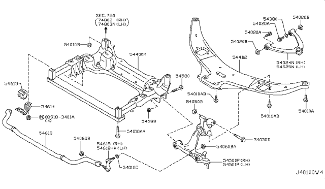 2009 Infiniti FX50 Front Suspension Diagram 2