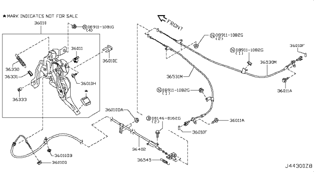 2014 Infiniti QX70 Parking Brake Control Diagram 2