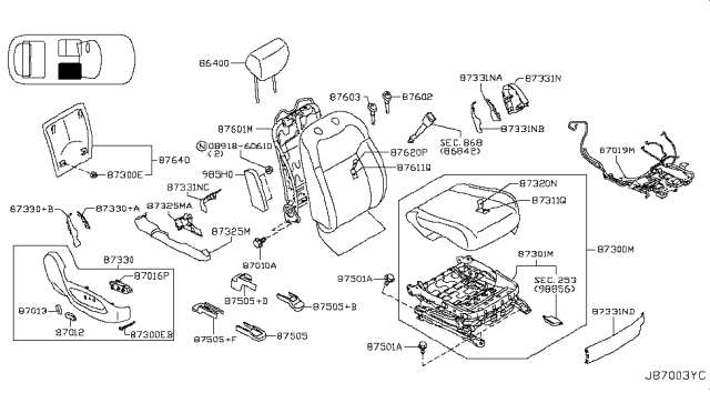 2017 Infiniti QX70 Front Seat Diagram 3