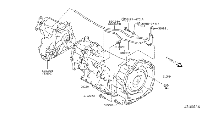 2011 Infiniti FX50 Auto Transmission,Transaxle & Fitting Diagram 5