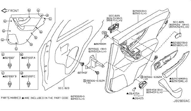 2009 Infiniti FX35 Rear Door Trimming Diagram 1
