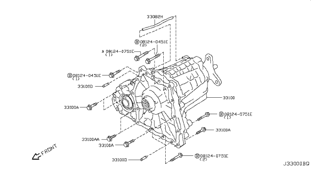 2014 Infiniti QX70 Transfer Assembly & Fitting Diagram 4