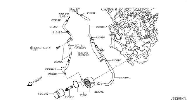 2011 Infiniti FX35 Oil Cooler Diagram 6