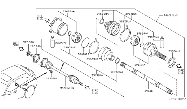 2011 Infiniti FX50 Rear Drive Shaft Diagram 3