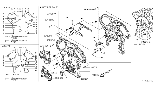 2012 Infiniti FX35 Front Cover,Vacuum Pump & Fitting Diagram 4