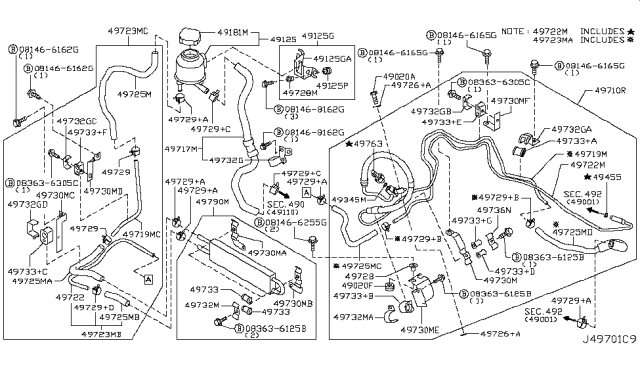 2009 Infiniti FX35 Power Steering Piping Diagram 1