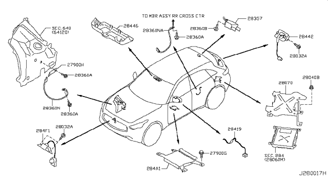 2010 Infiniti FX50 Wire-Bonding Diagram for 28360-1CA0A