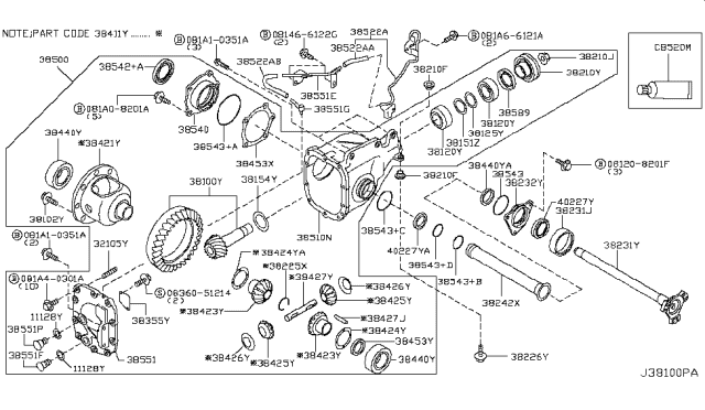 2010 Infiniti FX35 Shim-Adjust,Side Bearing Diagram for 38453-AR018