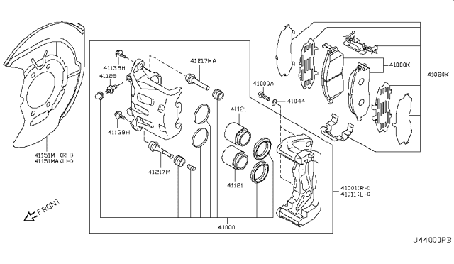 2010 Infiniti FX35 Front Brake Diagram 4