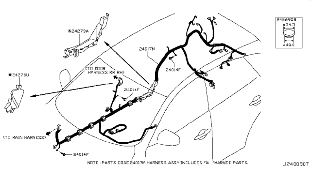 2013 Infiniti FX37 Harness-Body, NO. 2 Diagram for 24017-3EV2E