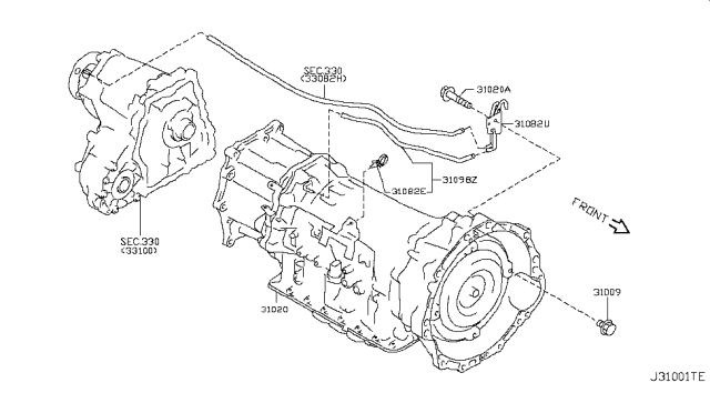 2009 Infiniti FX35 Auto Transmission,Transaxle & Fitting Diagram 4