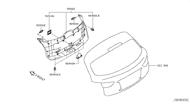 2009 Infiniti FX35 Handle-Pull,Back Door Diagram for 90940-1CA0A