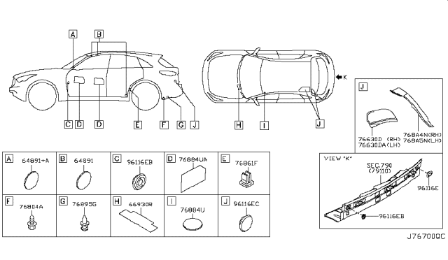 2009 Infiniti FX50 Body Side Fitting Diagram 2