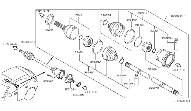 2014 Infiniti QX70 Rear Drive Shaft Diagram 4