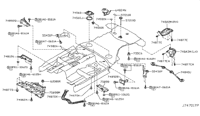 2016 Infiniti QX70 Floor Fitting Diagram 2