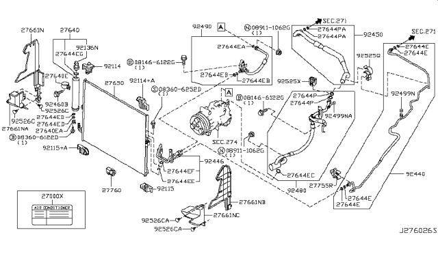 2017 Infiniti QX70 Condenser,Liquid Tank & Piping Diagram 2