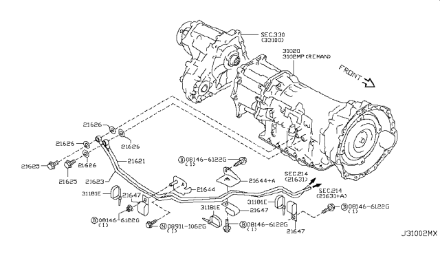 2015 Infiniti QX70 Auto Transmission,Transaxle & Fitting Diagram 6