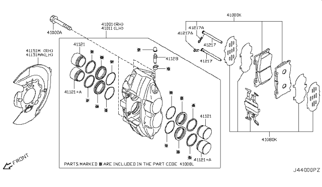 2013 Infiniti FX37 Front Brake Diagram 1