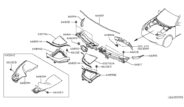 2014 Infiniti QX70 Cowl Top & Fitting Diagram 1