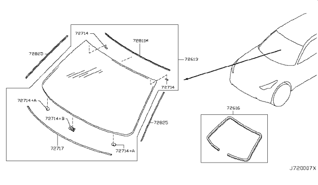 2010 Infiniti FX35 Windshield Glass Diagram for G2700-1CA0B