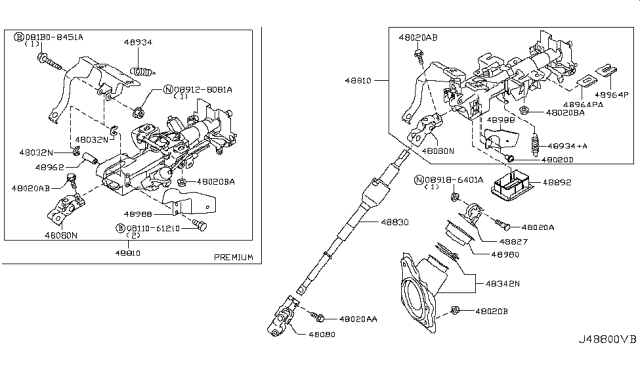 2013 Infiniti FX50 Steering Column Diagram 1